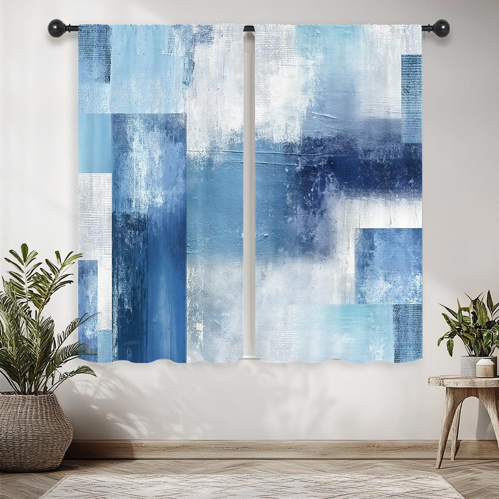 Navy Blue Abstract Modern Curtains Contemporary Cool Mens Rustic Contemporary Ae