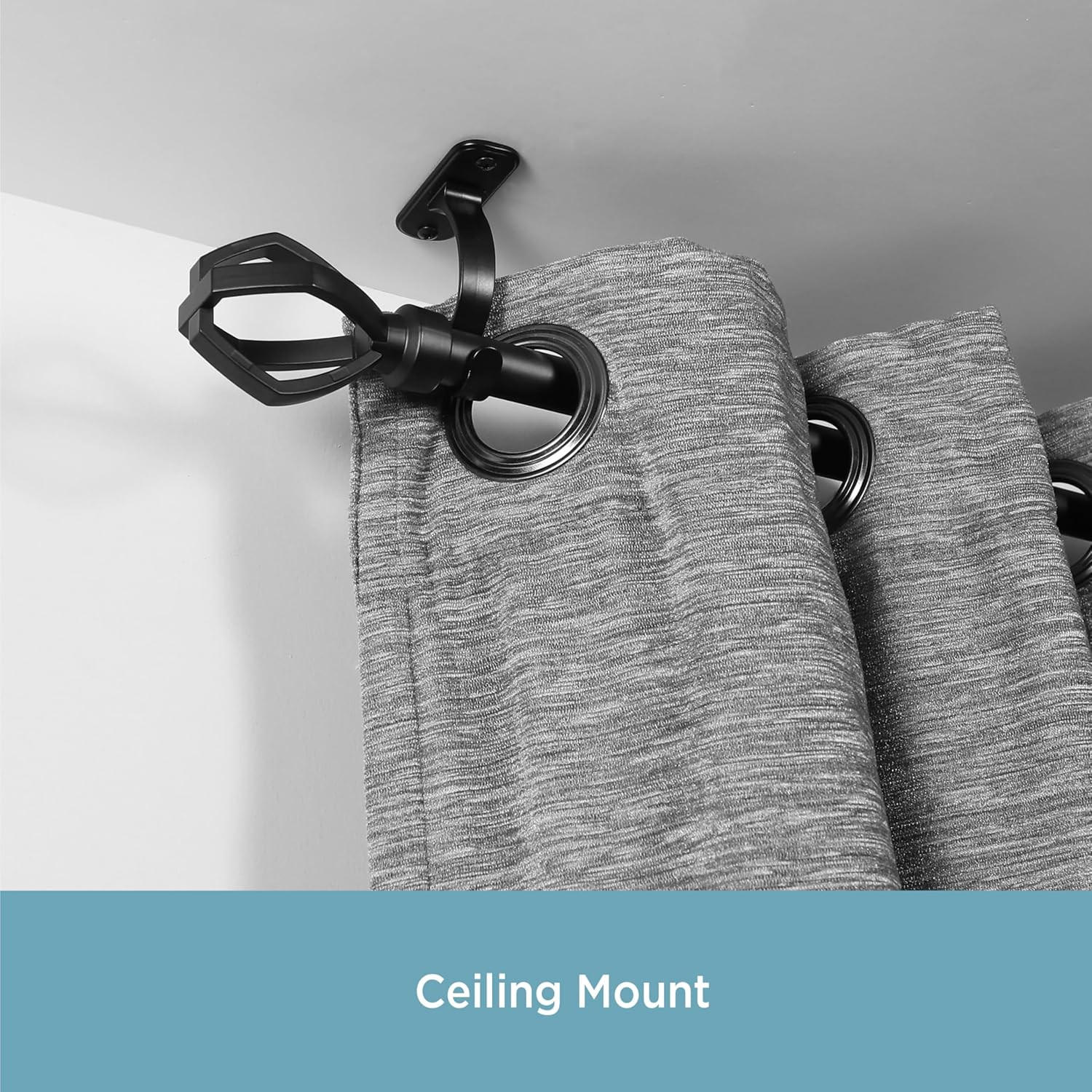 Curtain Rod Mounting Brackets, Wall or Ceiling Mount, 5/8″-3/4″ Diameter, Set of