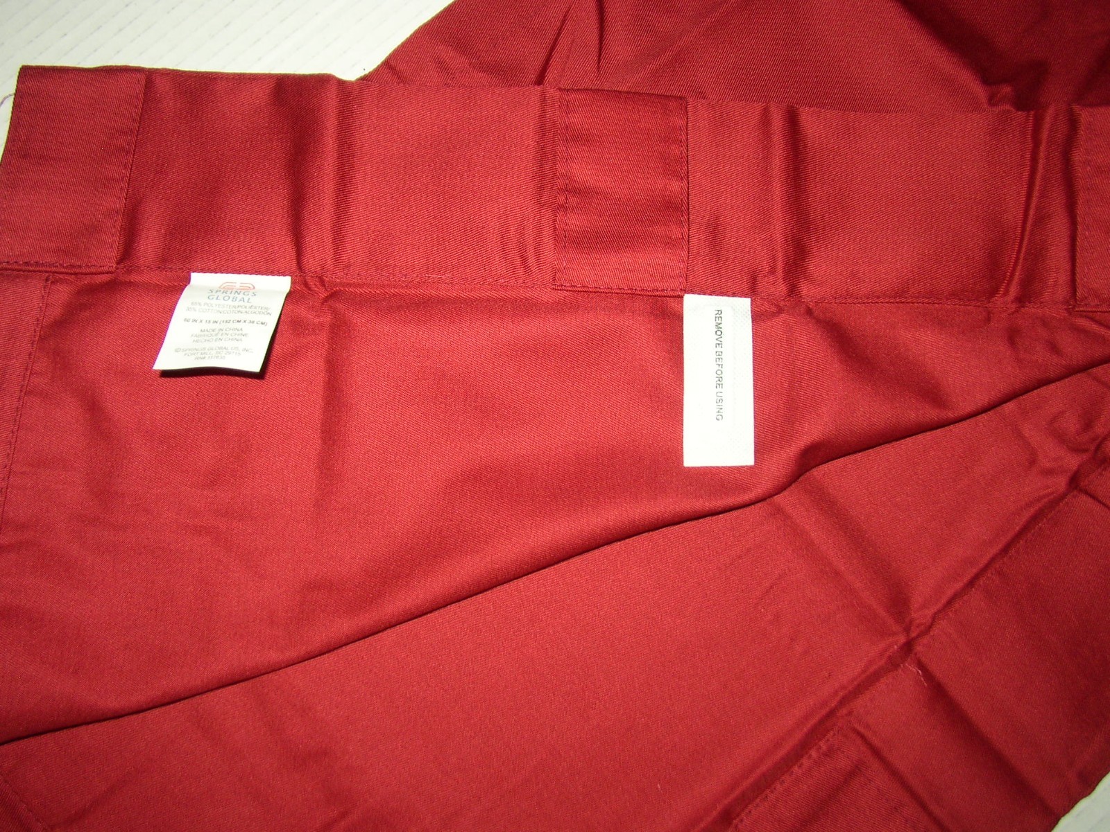 (1) Springs Global Luxury Valance Solid Brick Red Cotton Twill 60×15 NWOP 3Avail
