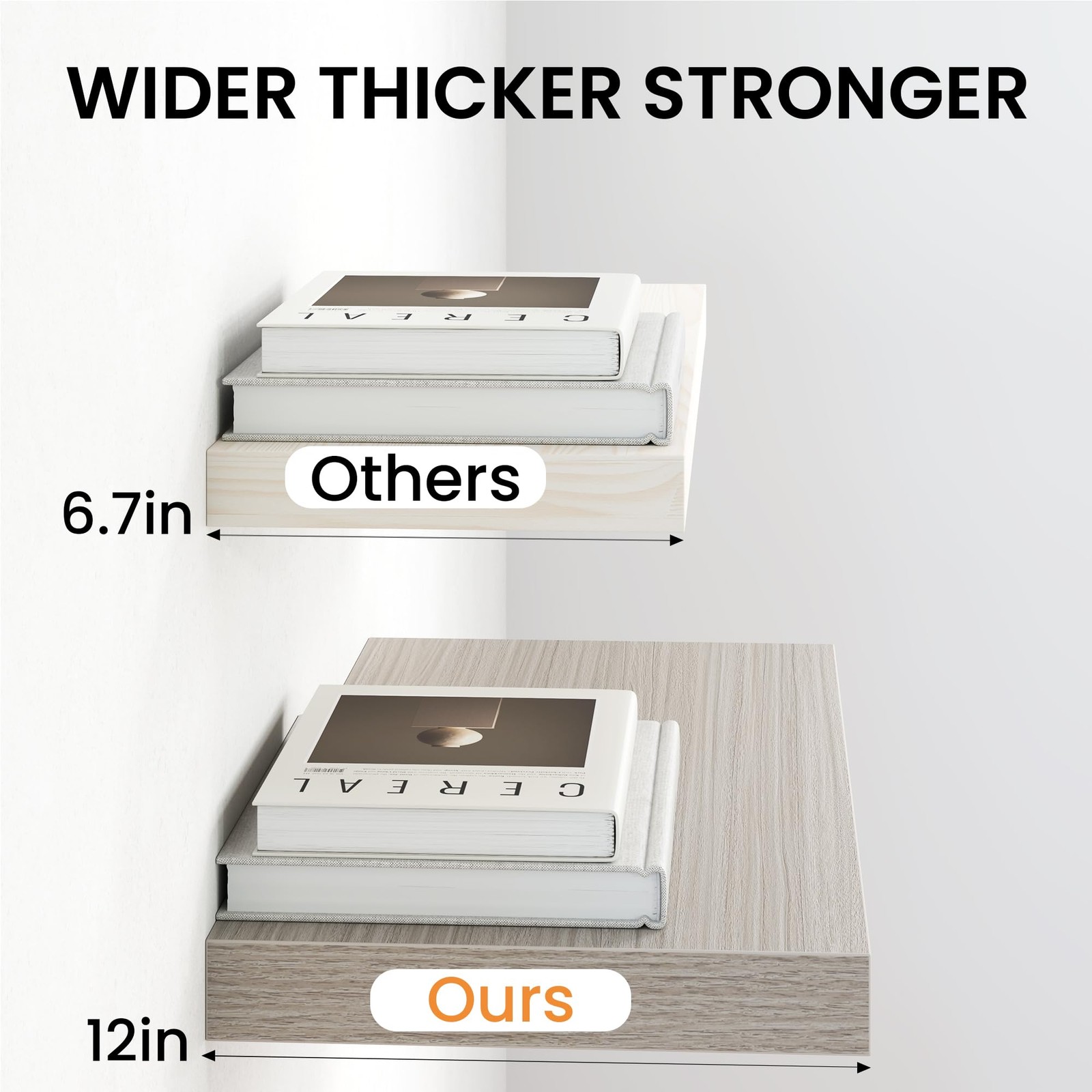 66 Inch Floating Shelves, 12 Inch Deep Wall Shelf for Fireplace Mantel, Gray …