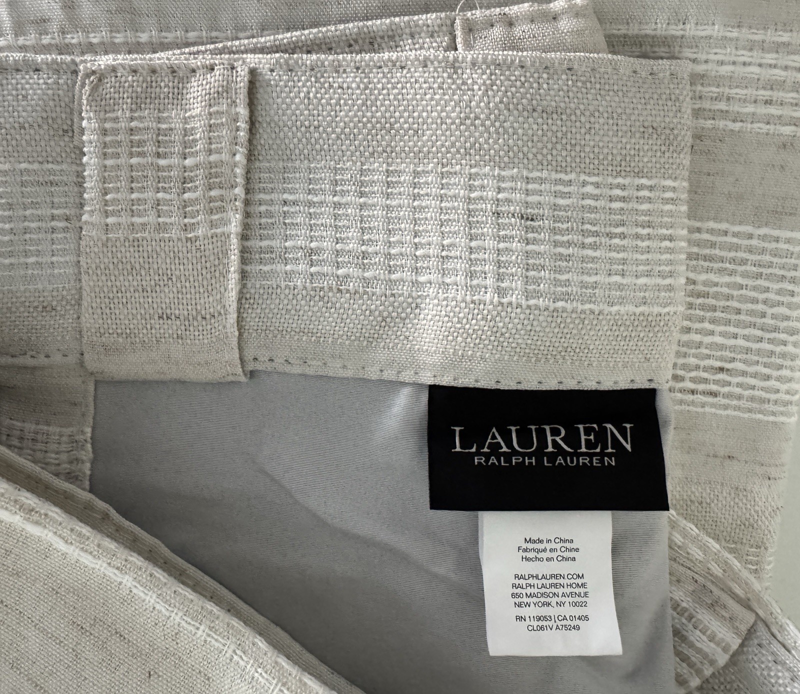 Ralph Lauren Window Curtains 2 Panels 100% Blackout 54 x 96 Linen Carson Natural