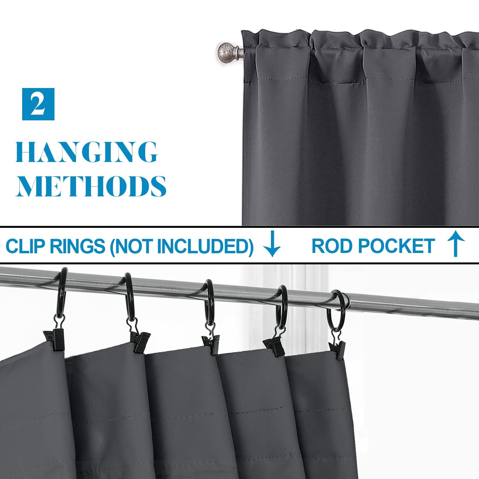 Lecloud Grey Valance for Windows 12 Inch 52″W x 12″L (Pack of 1),
