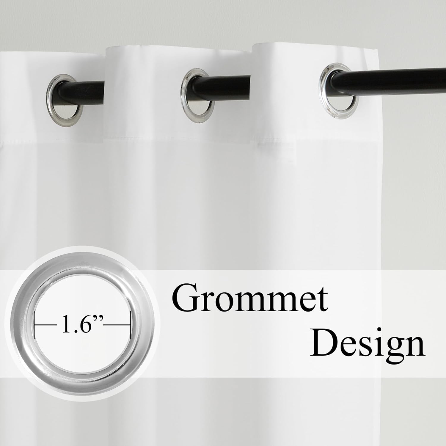 Non-See-Through White Privacy Sheer Curtains 96 inches Long 2 Panels, 52″ Wide