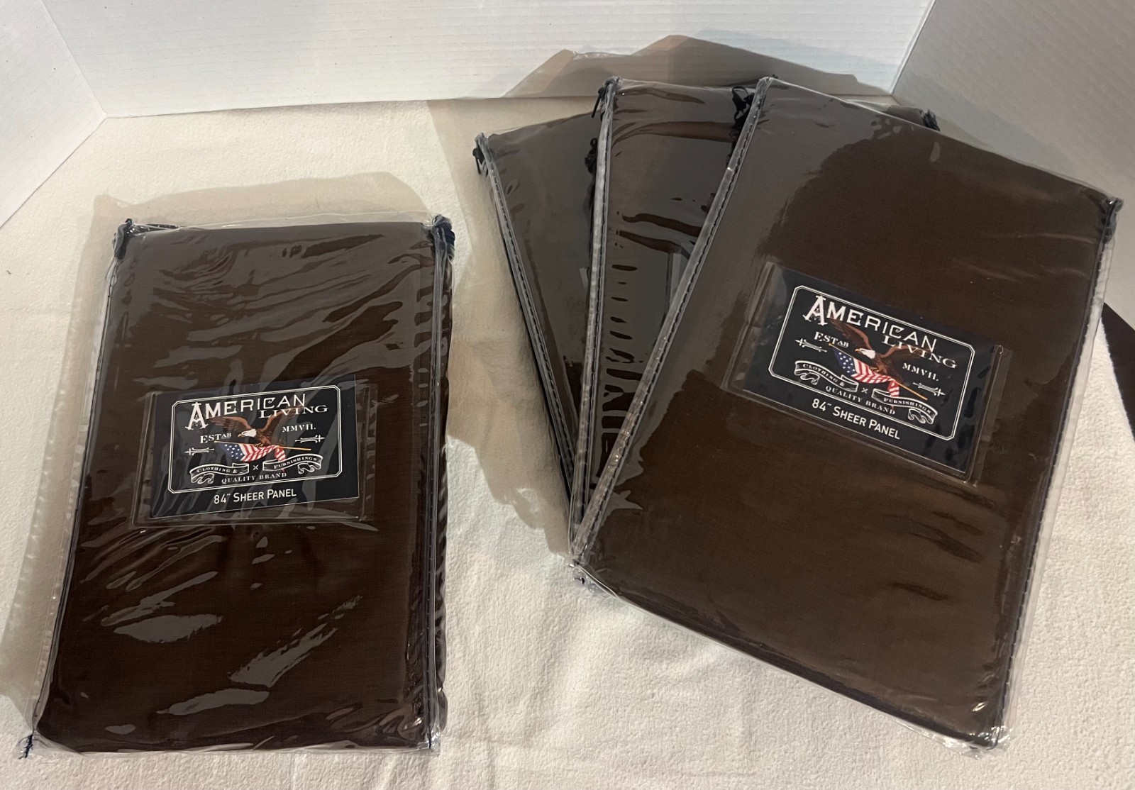 American Living Tailored Sheer Curtain Panel 52×84 Rod Pocket Teak Brown NIP t1