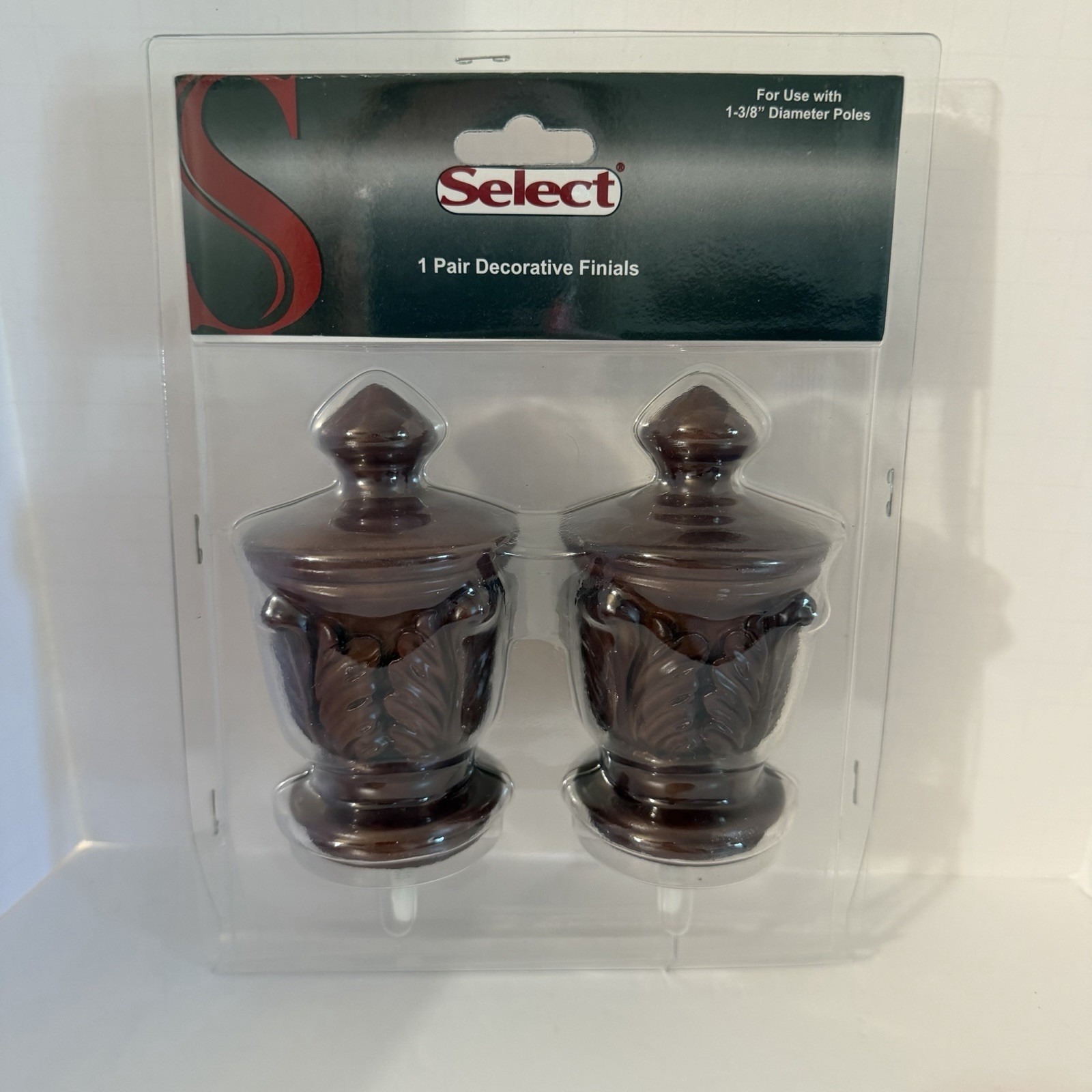 NIP 2 pc SELECT Wood Decorative Finial for 1 3/8″ Pole Wood 13-203-03
