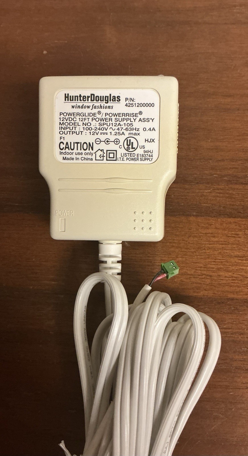 Hunter Douglas PowerGlide/PowerRise Power Supply SPU12A-105