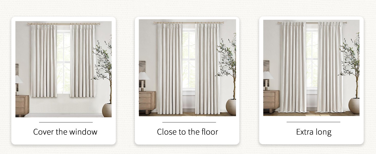 Neutral 10 ft Blackout Curtains 120 Inches Long,Linen Elegant Villa Cottage