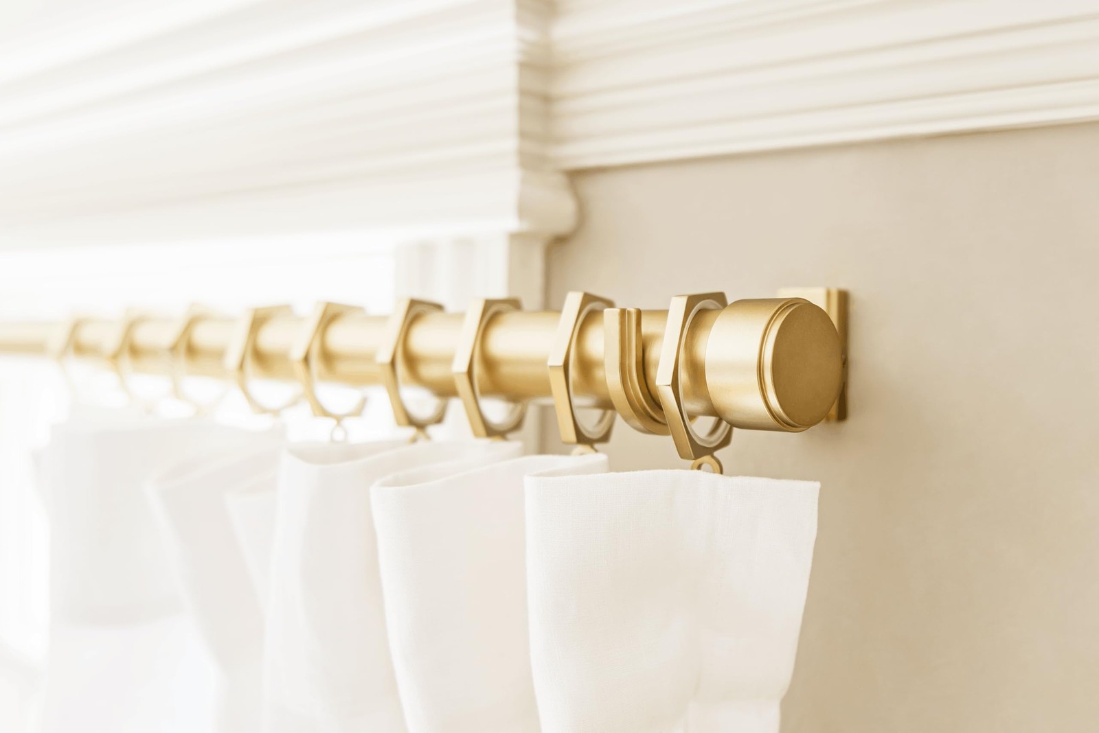 BlastHome® Non-Adjustable Luxury Curtain Rods for 8 foot, Brushed Gold