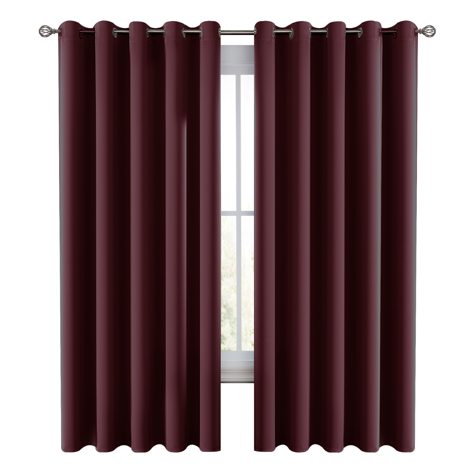 Pair of Blackout Curtains Eyelet Ring Top Ready Made Thick Thermal Curtain Set