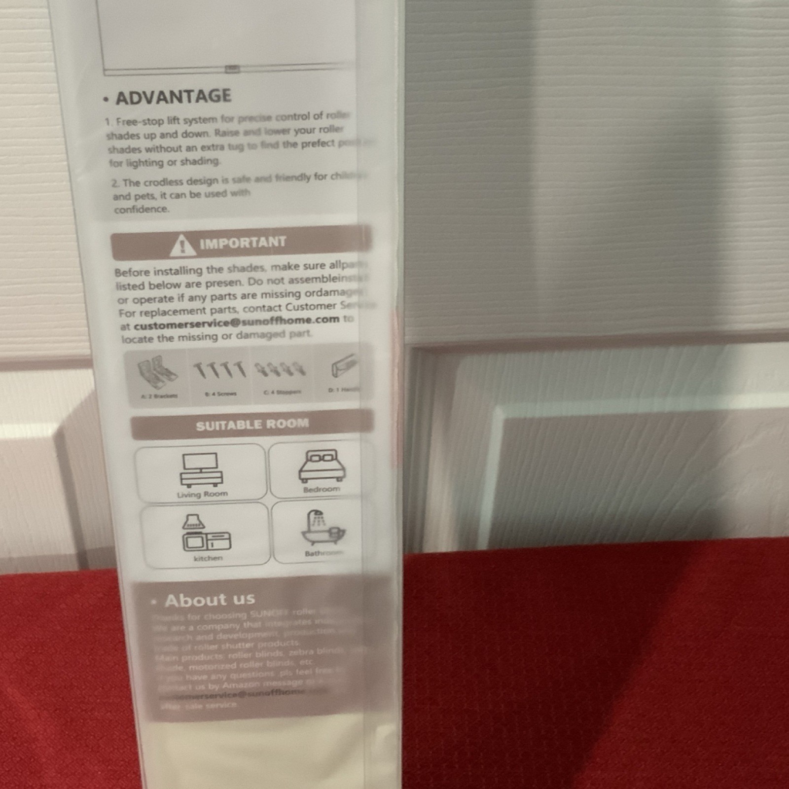 SUNOFF Cordless Blackout Roller Shades Linen 20 x 72 in Window Frame Mounted