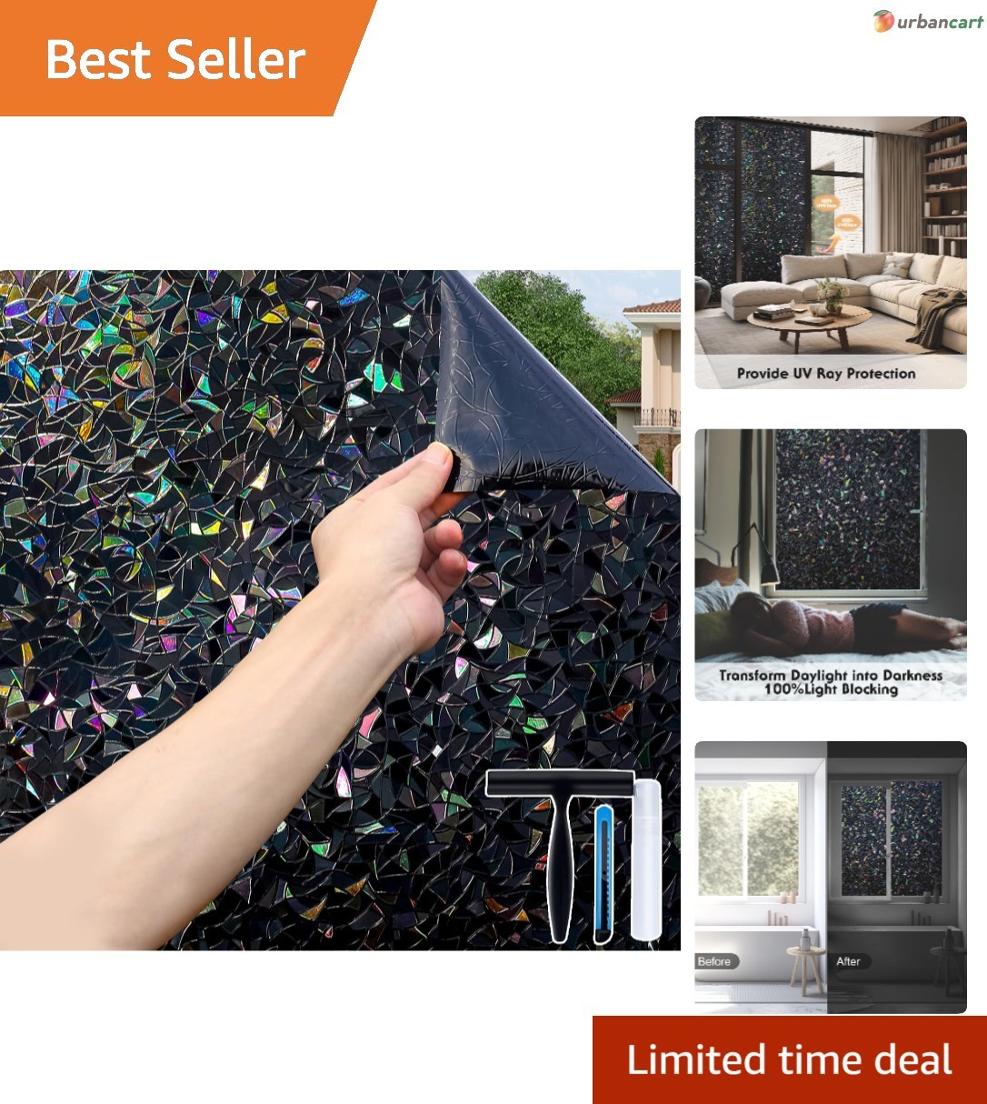 Total Blackout Rainbow Window Privacy Film