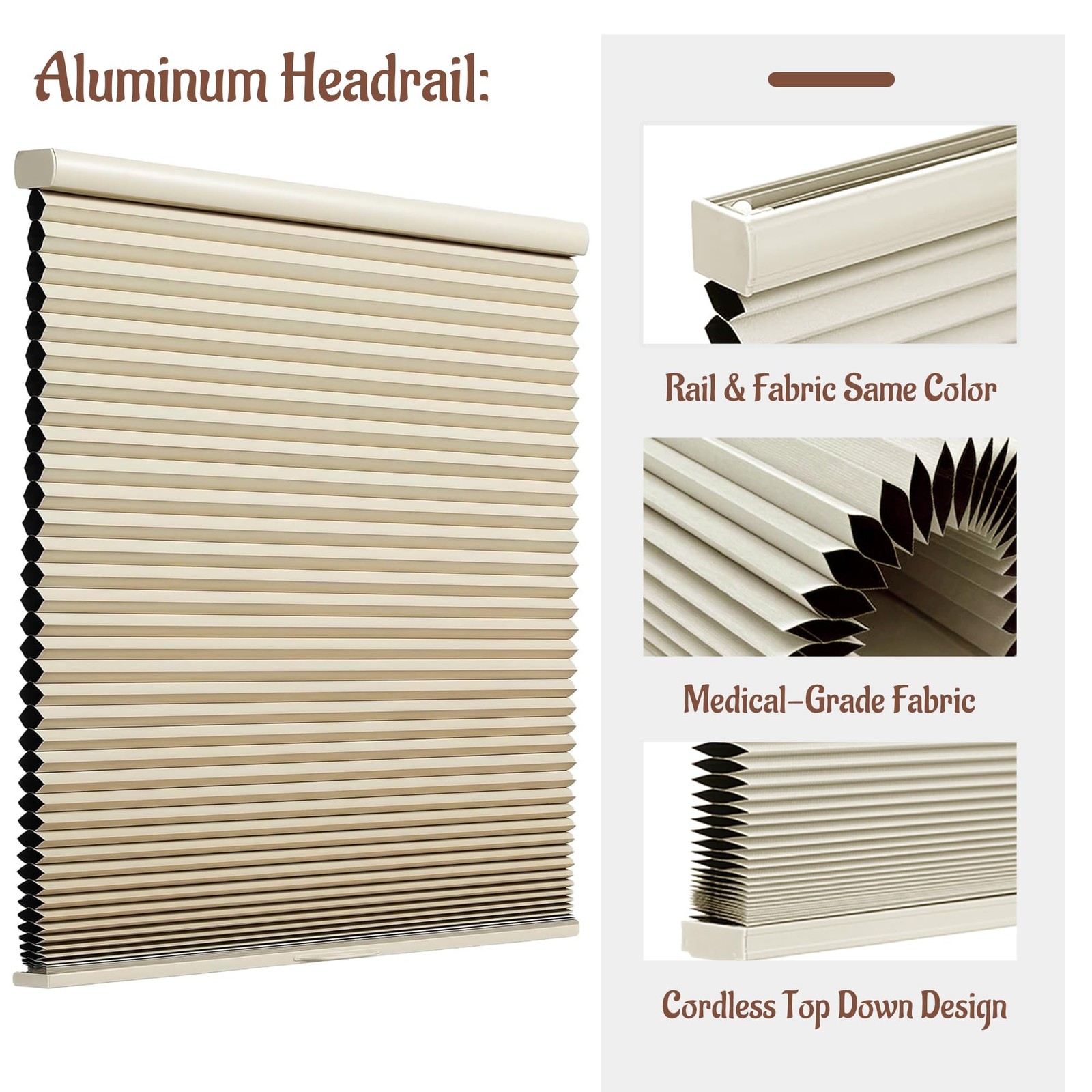 Flamax Custom Color-Matched 1.5 Cordless Cellular Shades For Indoor Privacy