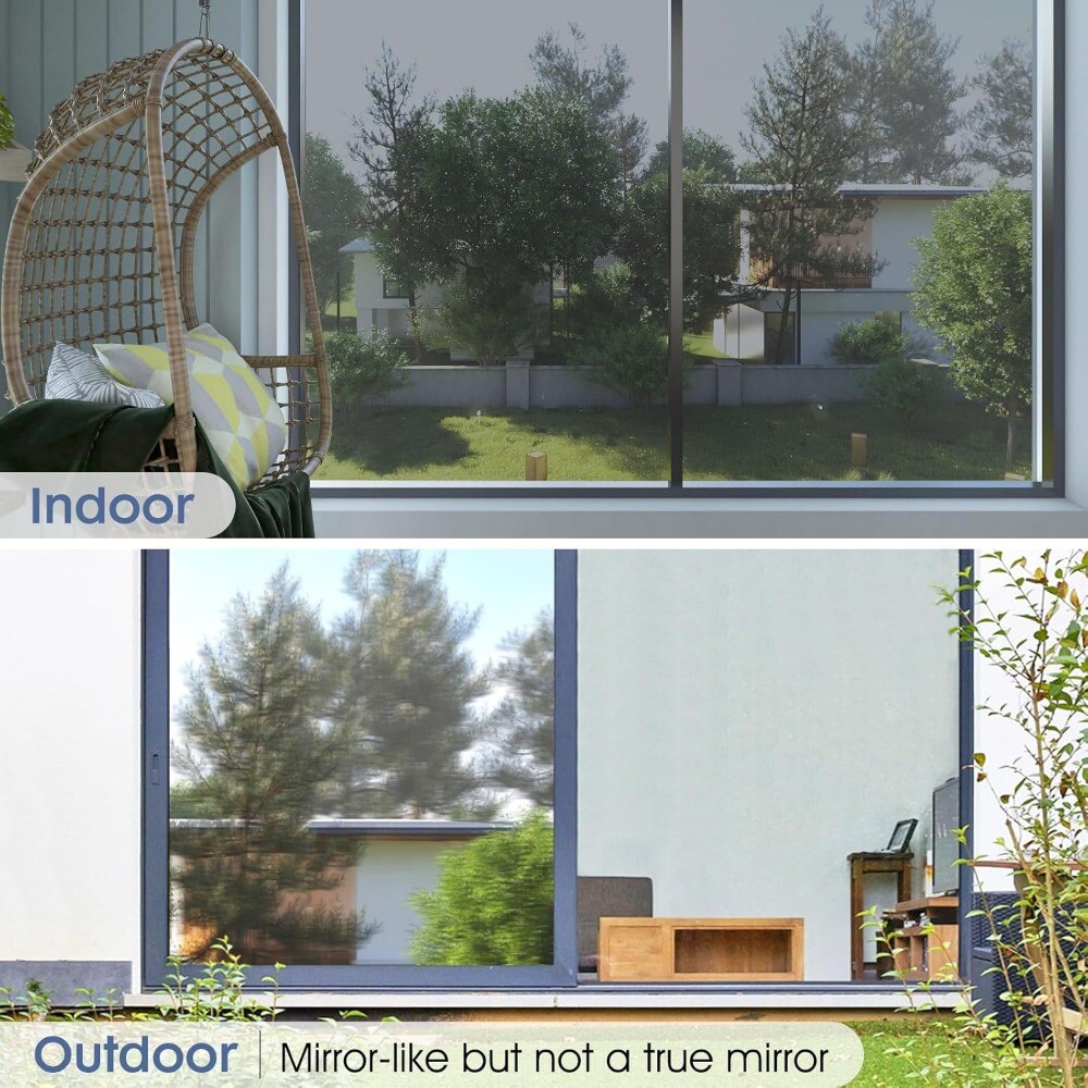 rabbitgoo One Way Mirror Window Film Tint Anti UV Reflective Glass Sticker Home