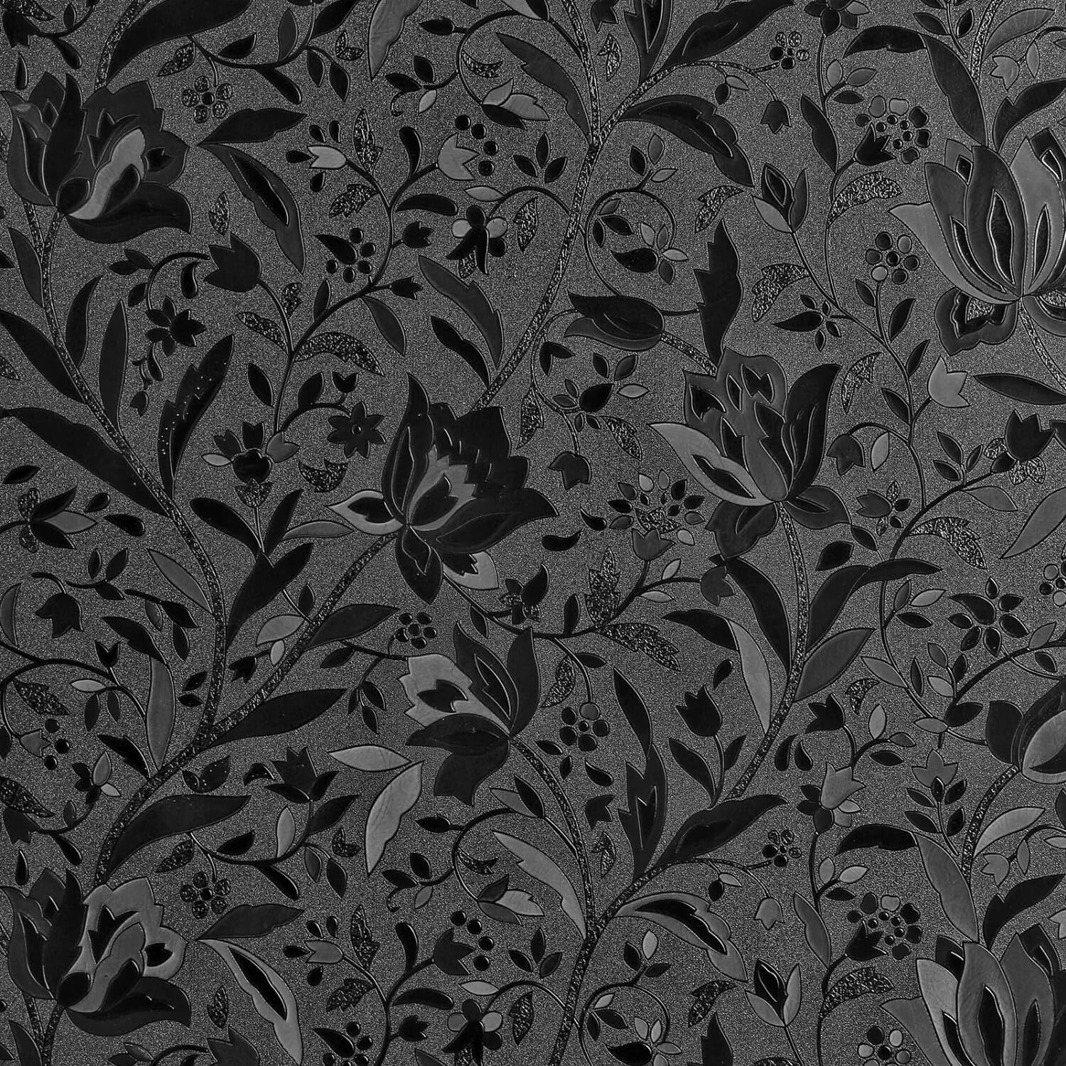 Total Blackout Window Film,100% Light Blocking Glass Door Film Etched Tulip,Room