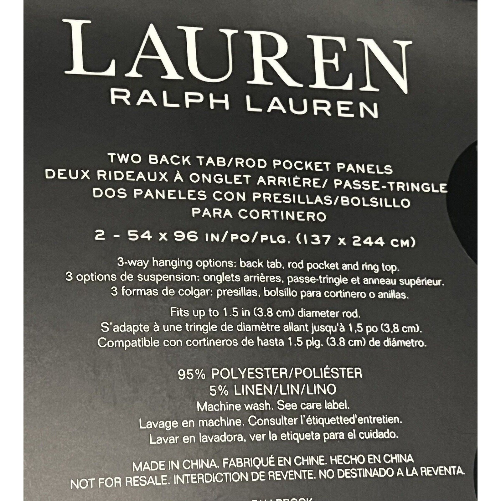 4 Ralph Lauren FALLBROOK Window Curtain Panels 54 x 96” 2 Pckgs 5% Linen