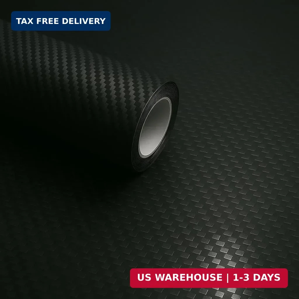 RockRose 3D Matte 3D Black Carbon Fiber Vinyl Wrap, Anti-Wrinkle, Air Release Au
