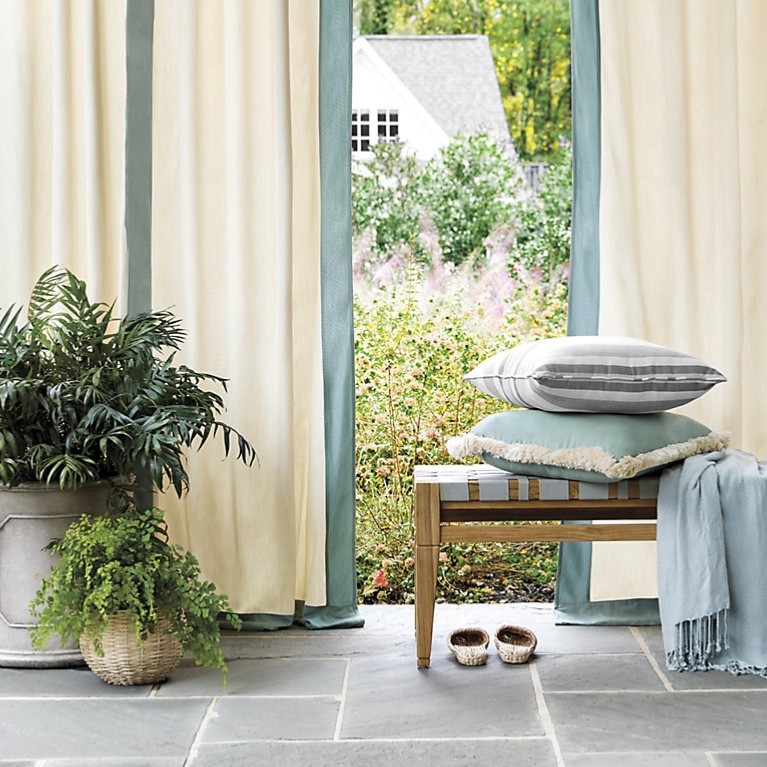 New Ballard Indoor/Outdoor 3 FramedDrapery Panels w/ Grommets, Sand & Spa 50×84