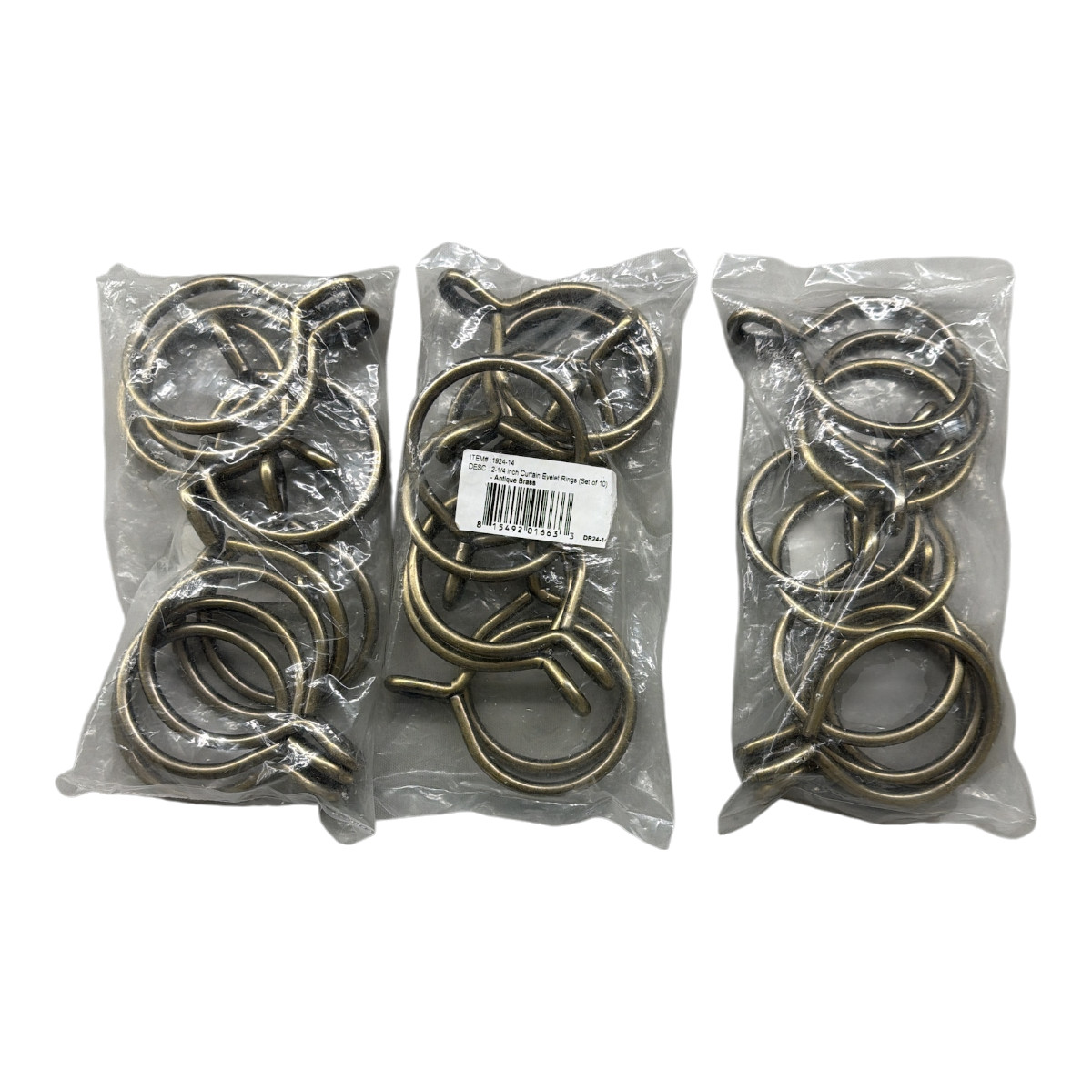 Drapery Rings with eyelet Antique Brass 30 Total 2.25″ Diameter NEW
