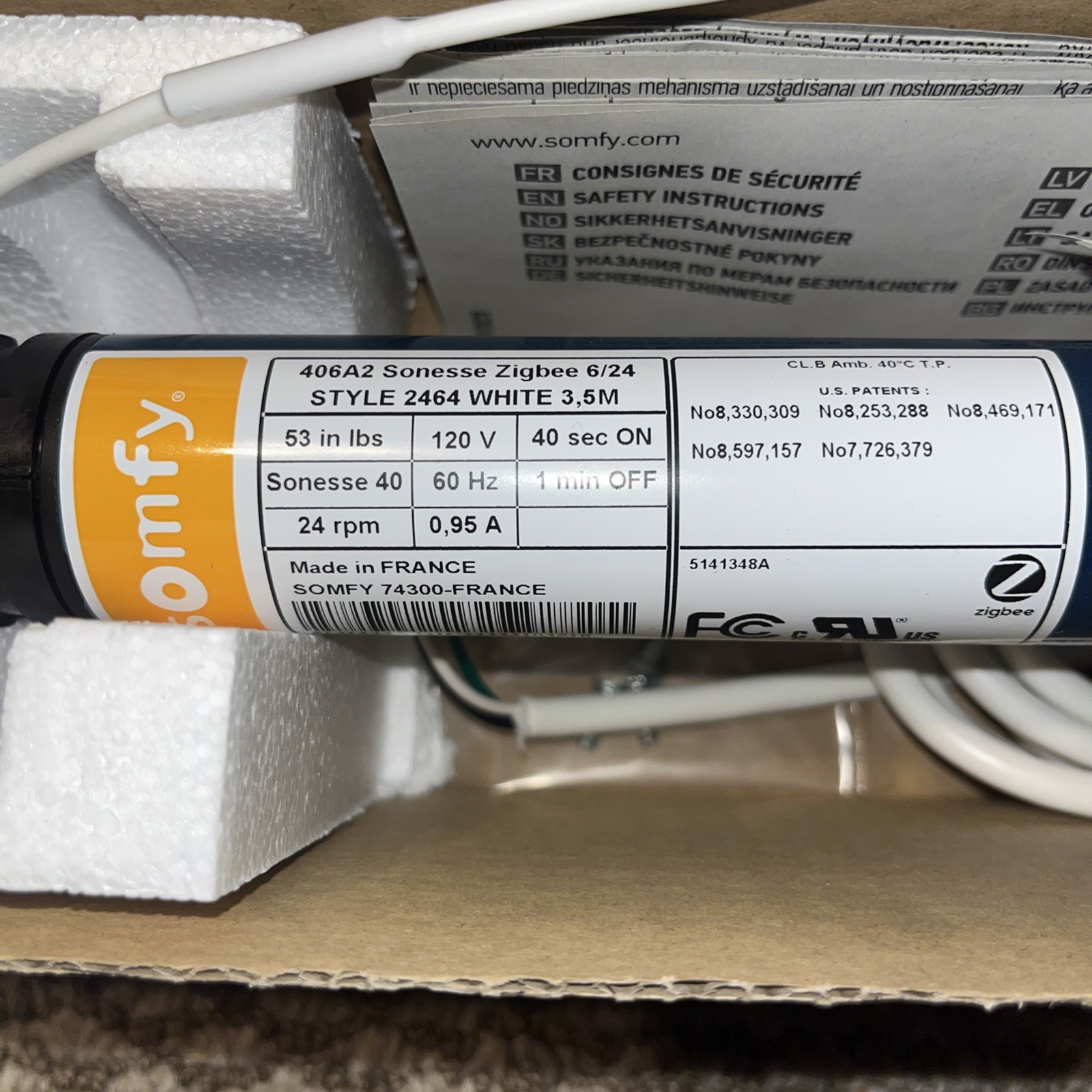 somfy motor 406A2 SONESSE ZIGBEE 6/24 2464 BRAND NEW