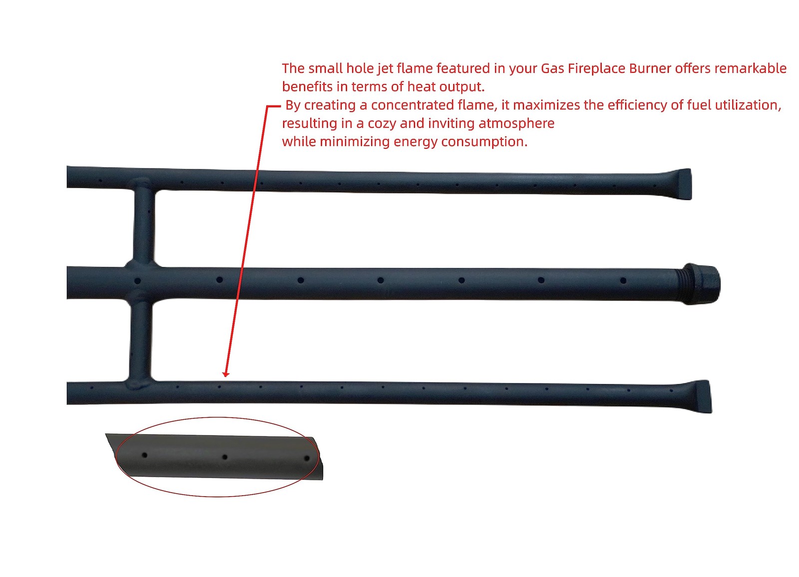 1 PCS 18 Inch Rectangular Gas Fire Pit Fireplace HBurner Tube With 3 Pipes