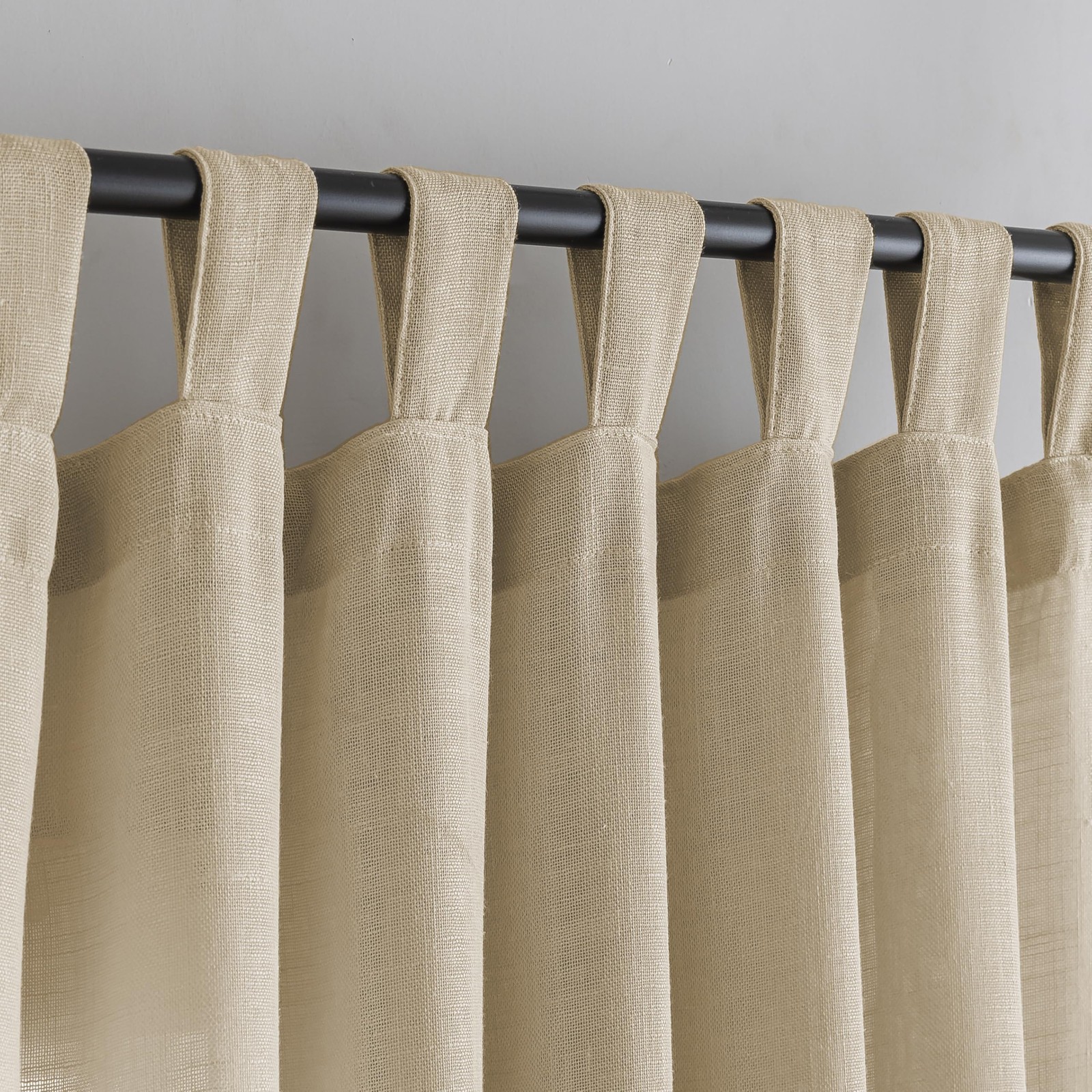 Voilybird Linen Semi Sheer Tab Top Light Filtering Elegant For Bedroom Khaki 52