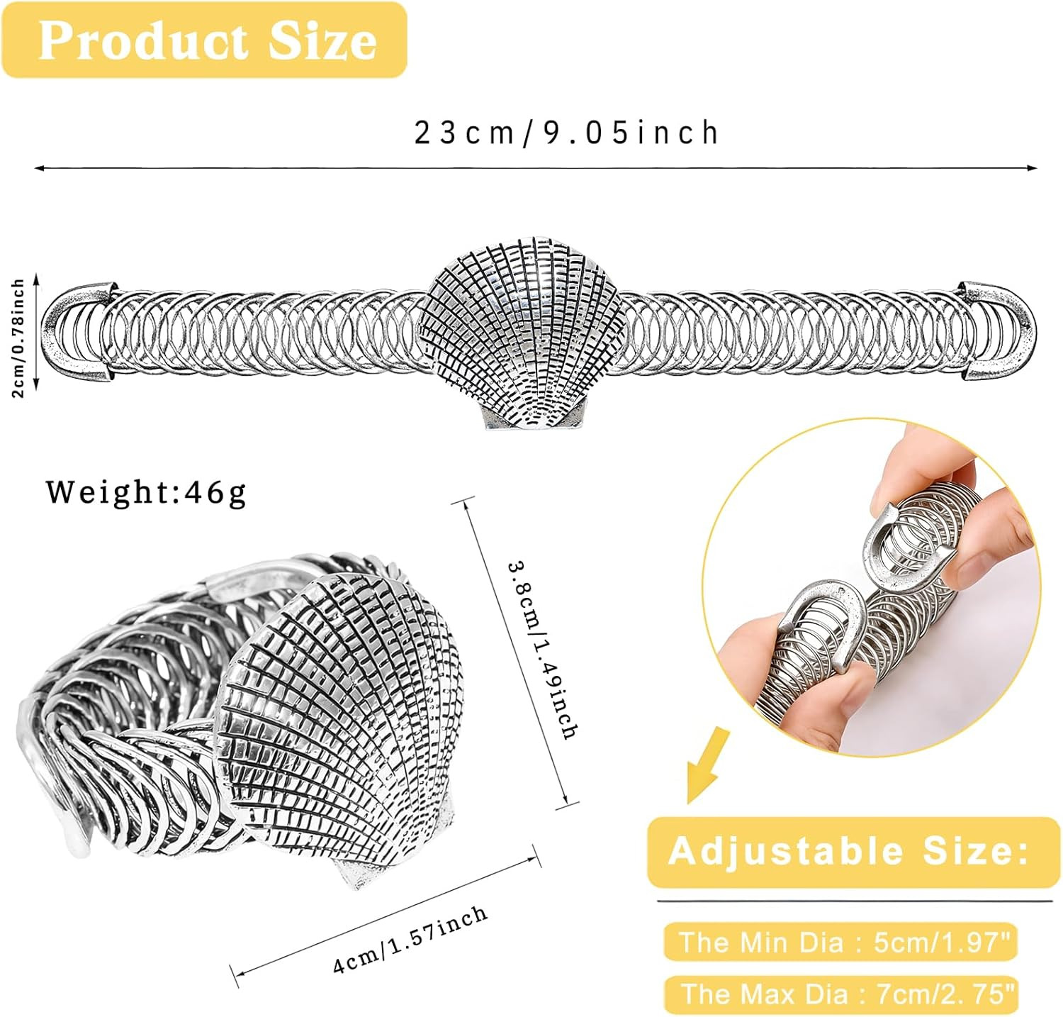 Shell Curtain Tiebacks, 2 Pack Elastic No Drill Curtain Holdbacks,Antique Silver