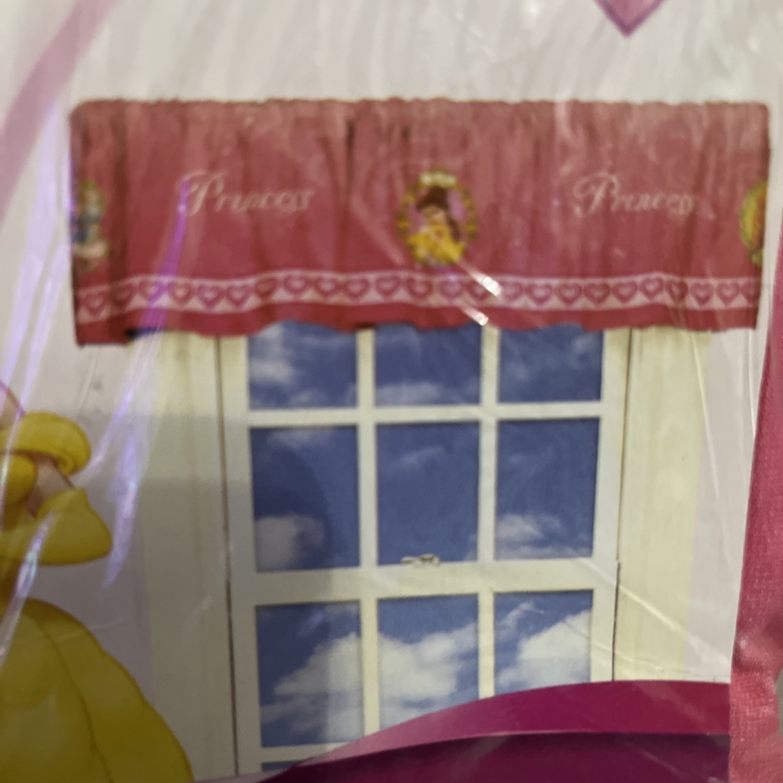 Disney Princess Cotton Blend VALANCE 5 PRINCESSES Repeat Pink Background Sealed