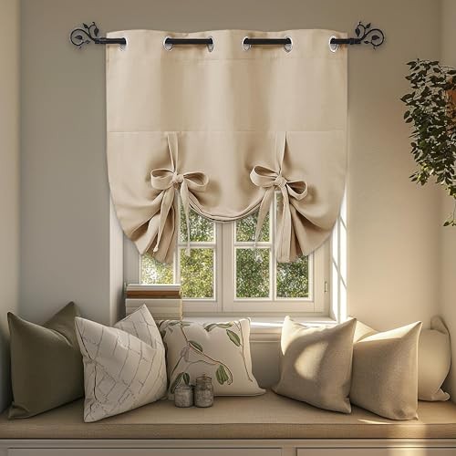 Beige Tie up Shade – Window Valance for 42″W x 45″L (Pack of 1) Biscotti Beige
