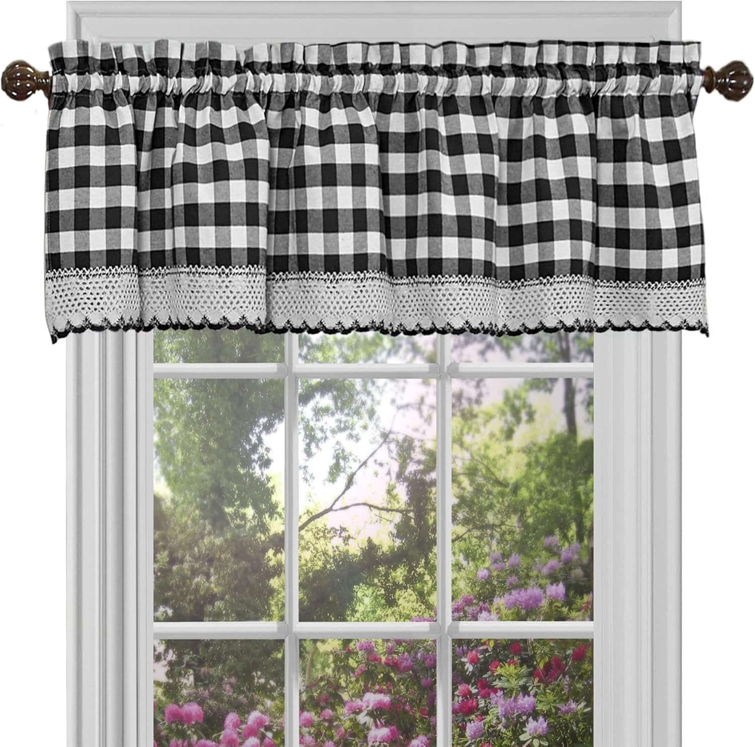Buffalo Check Valance Window Curtains – 58 Inch Width, 14 Inch Length