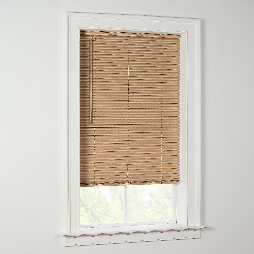 Cordless Vinyl Room Darkening Mini Blinds for Window 30 Inch Wide by 64 Inch