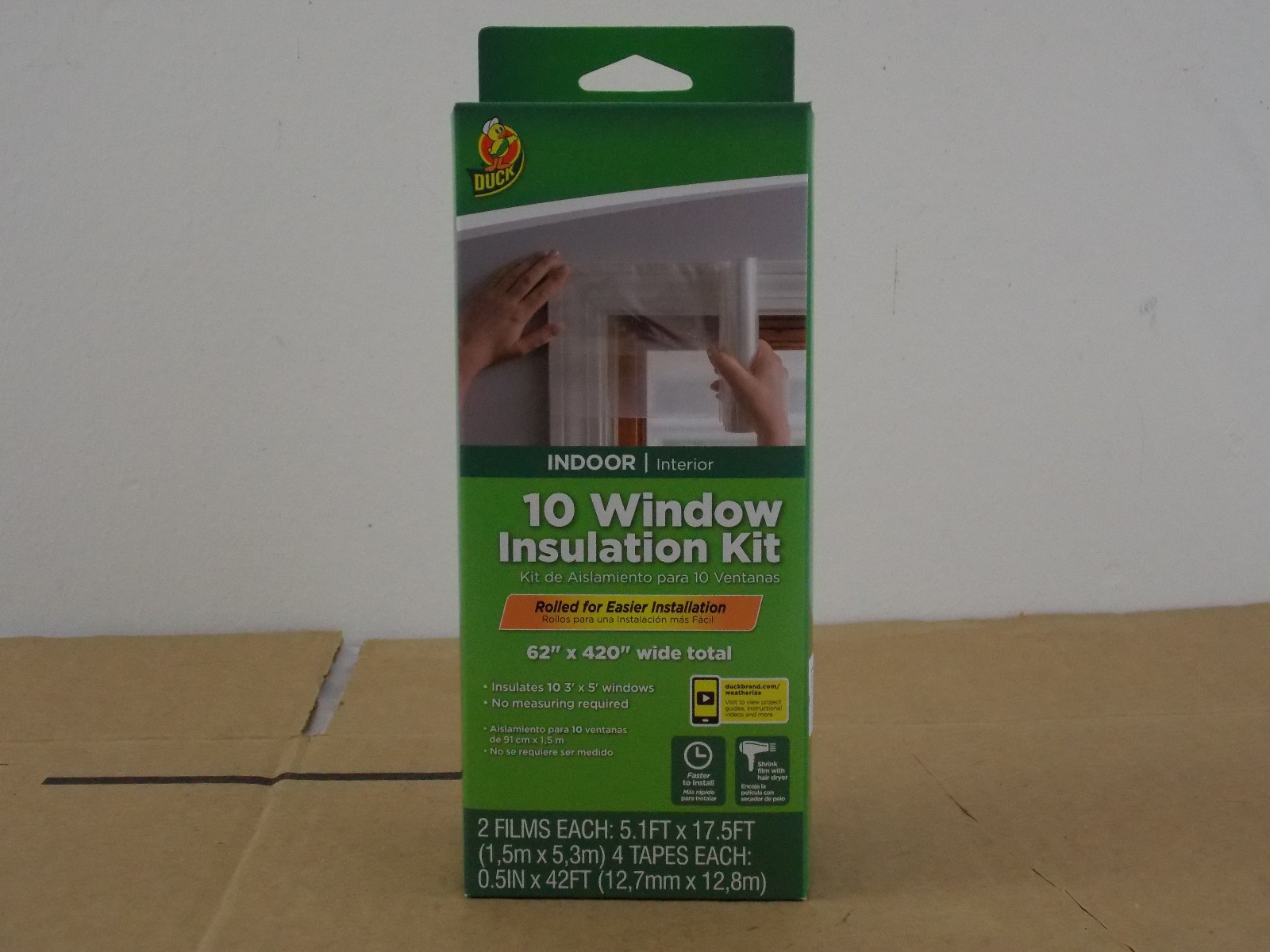 Duck Brand 62 in. x 420 in. Rolled Insulation Film Window Kit, Fits up to 10