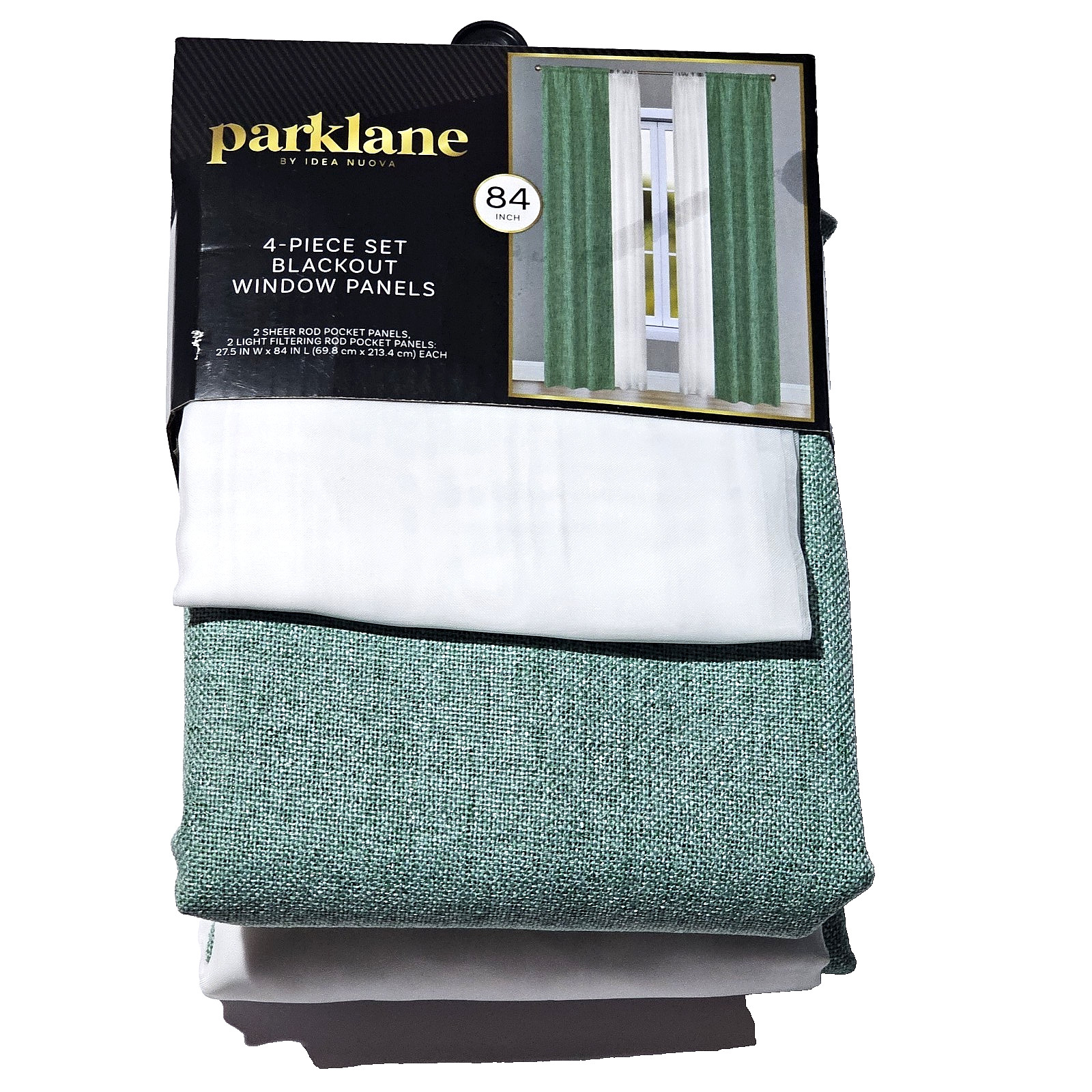 Parklane By Idea Nuova 4-piece Set Blackout Window Panels 2 Sheer Rod Pocket