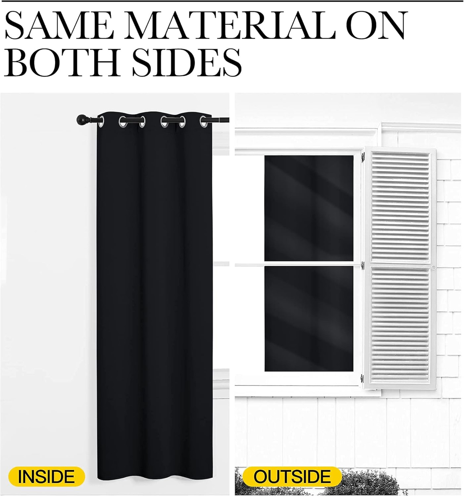 Blackout Curtain Panel Energy Efficient 34×72 Inches Grommet Top Black for