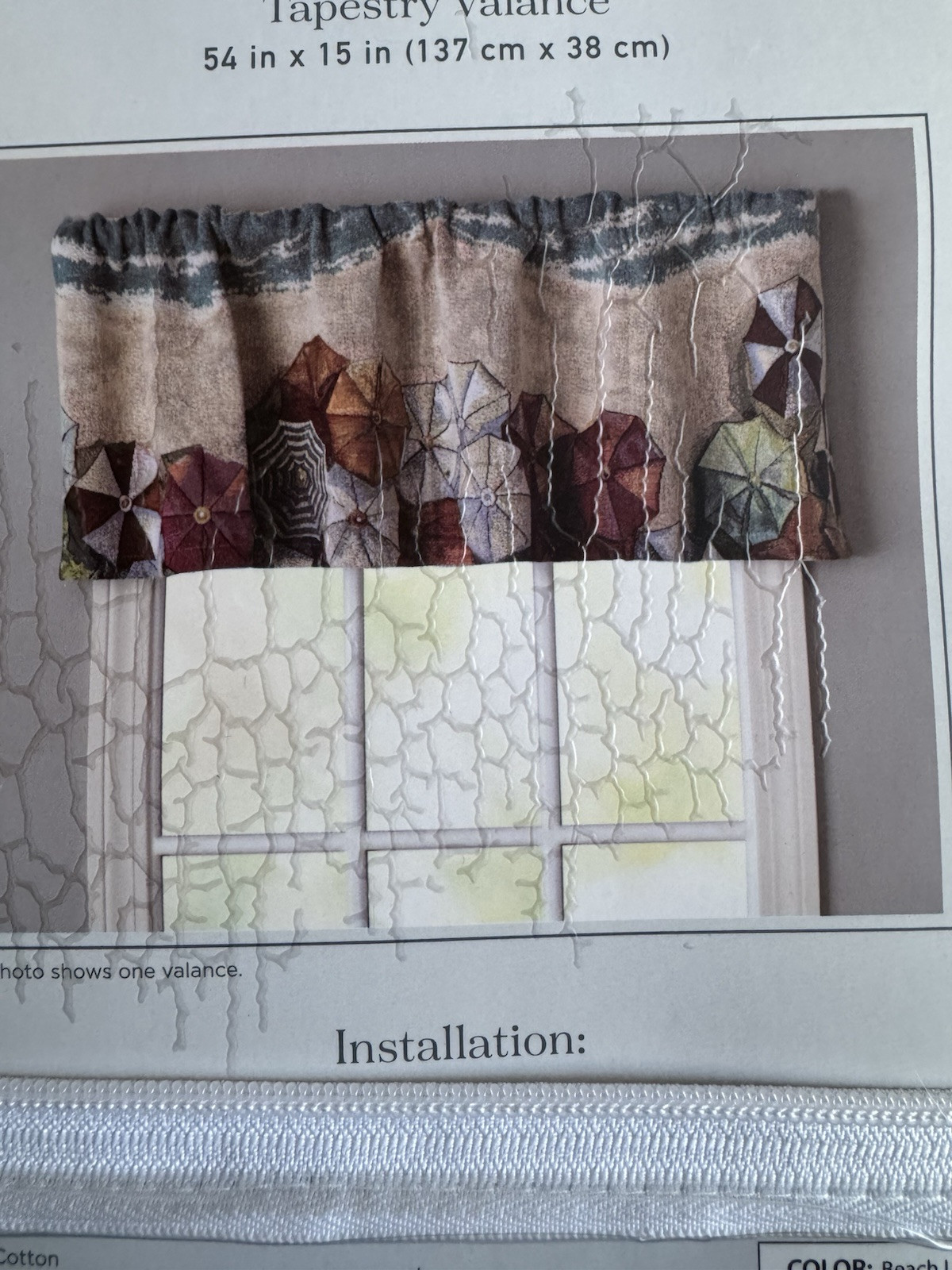 Beach Umbrellas Tapestry Window Valance, 54″x15” Windham Home Woven Brand NEW