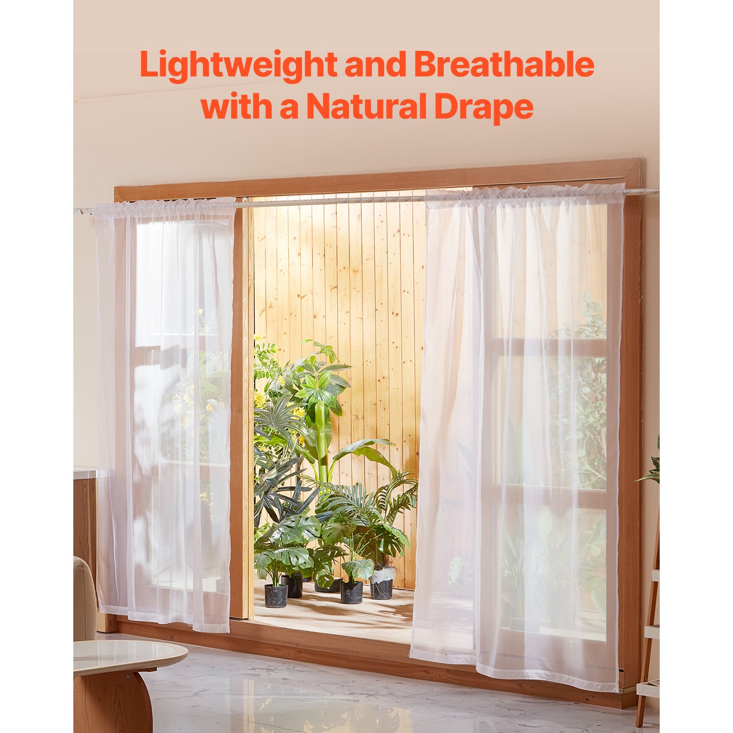 Uimoso 2-Panel Sheer Window Curtains, 52×84 Inches, Rod Pocket Design, Polyester