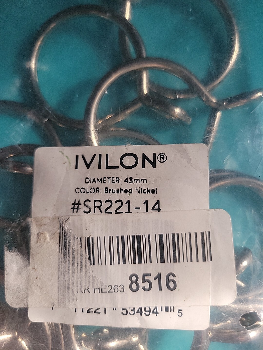 Set Of 12 Brushed Nickel 43mm Curtain Ring Drape Hooks