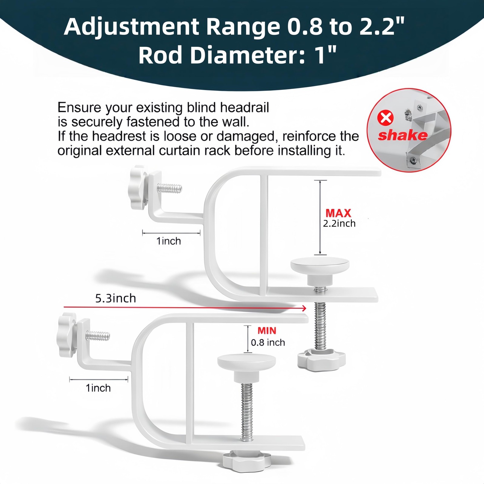 Inside Mount Curtain Rod Bracket for Blinds, No Drill Blind Adapter, Easy 1-M…