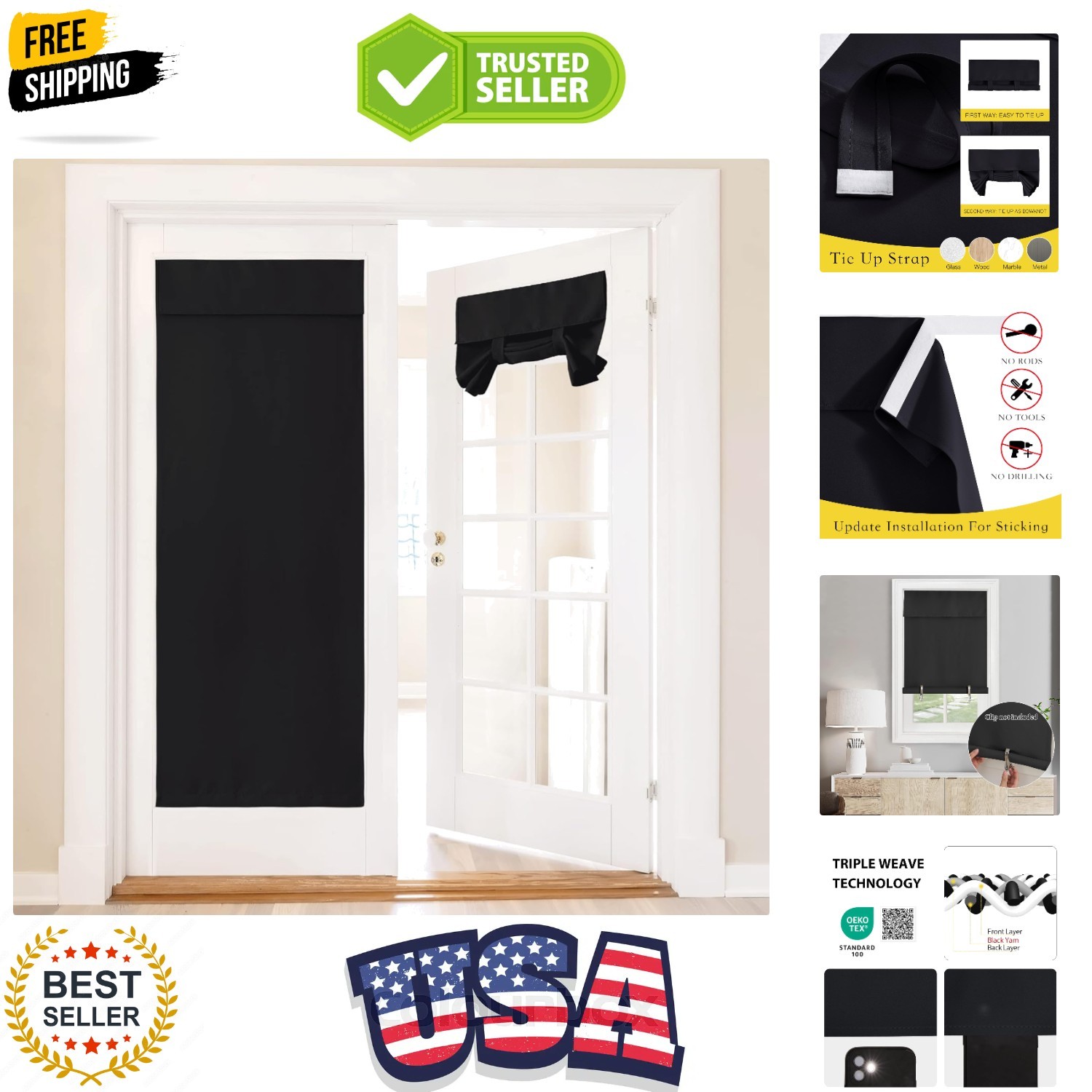 No Drill Blackout Door Curtain Panel – Patio Curtain for Sliding Closet Door …