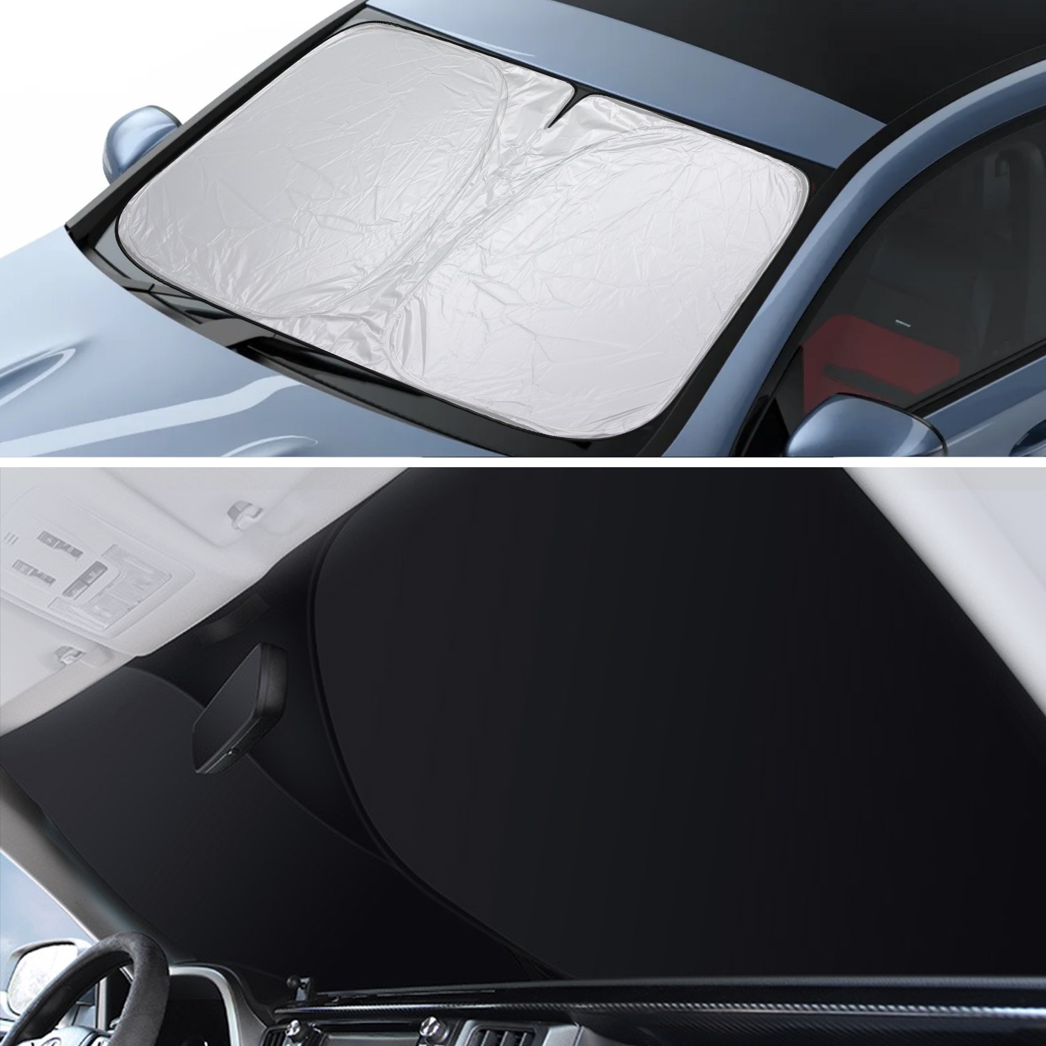 Universal Foldable Car Windshield Sun Shade | Heat Shield&UV Blocker | Most Cars