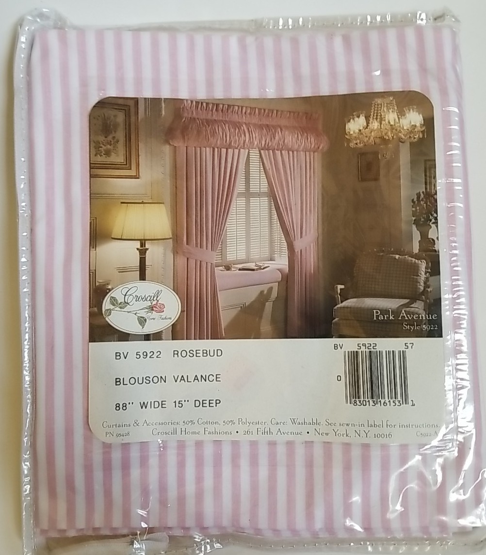 Croscill Rosebud BLOUSON VALANCE Park Avenue Candy Stripe Pink 88×15 NiP