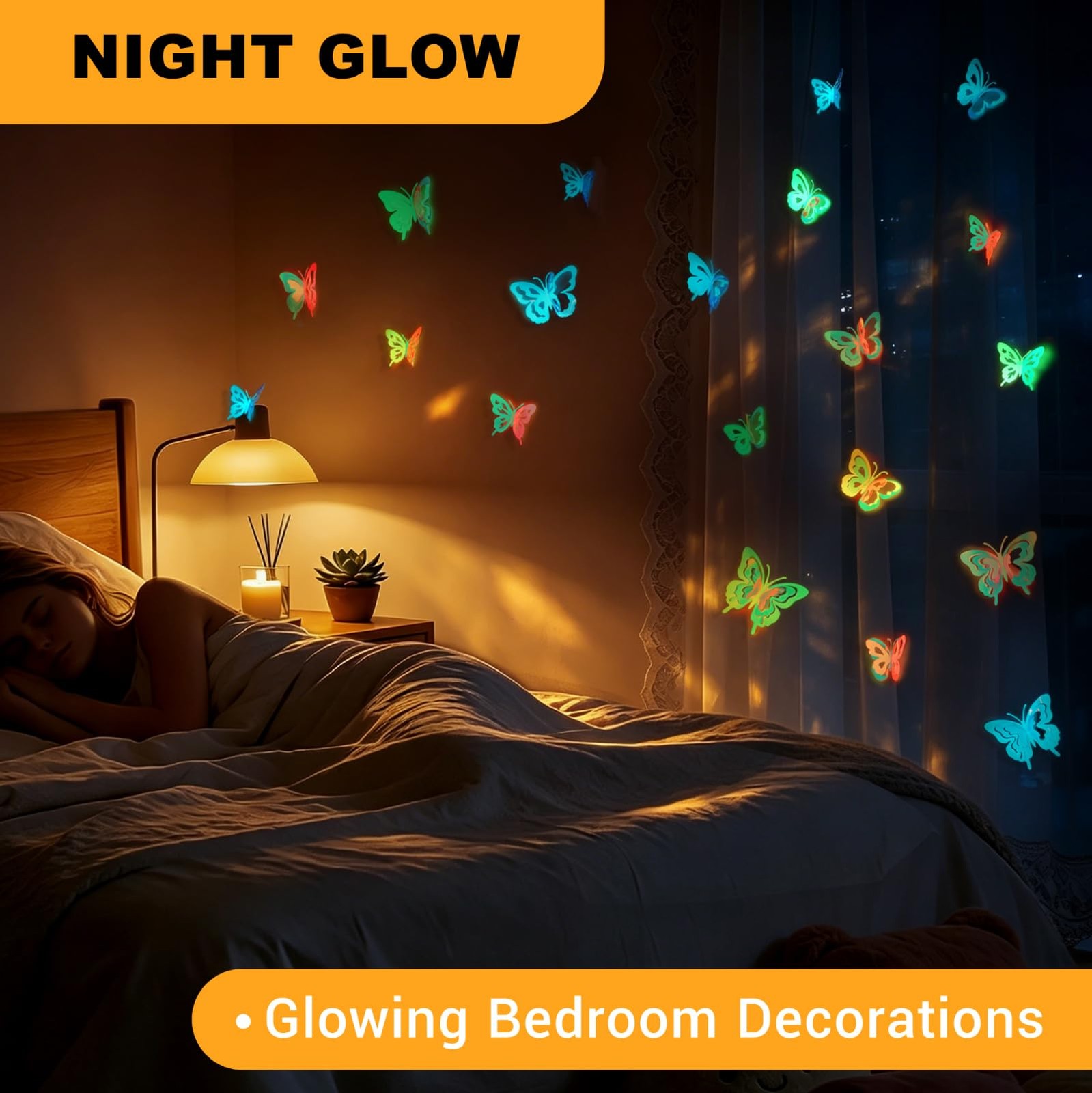 Glow in the Dark Holographic Butterfly Wall Decorations Luminous Color-Changi…