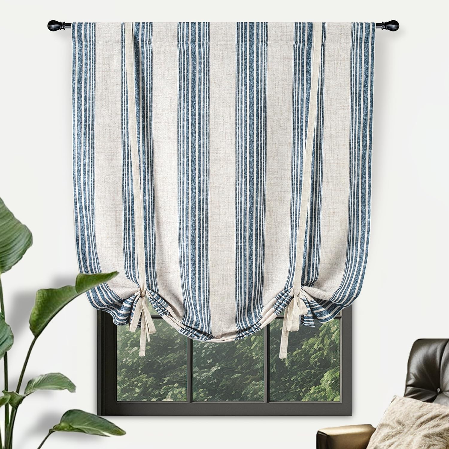 Chris Double Layer Blackout Tie Up Curtains Thermal Insulated Fully Lined Ver…