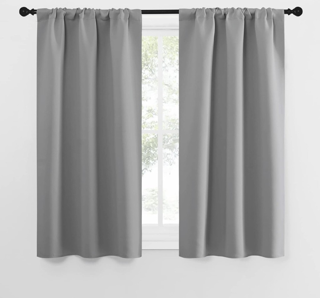 Blackout Curtains 34×54 Gray Silver Set of 2 Thermal Room Darkening