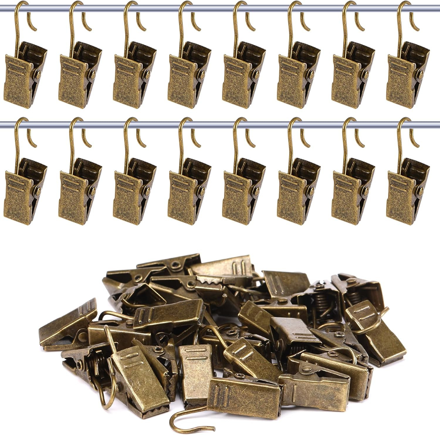 30 Pack Mini Bronze Curtain Clips Heavy-Duty Hook Clip Set for Photos