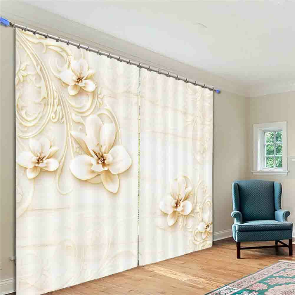 Many White Rhubarb 3D Curtain Blockout Photo Printing Curtains Drape Fabric