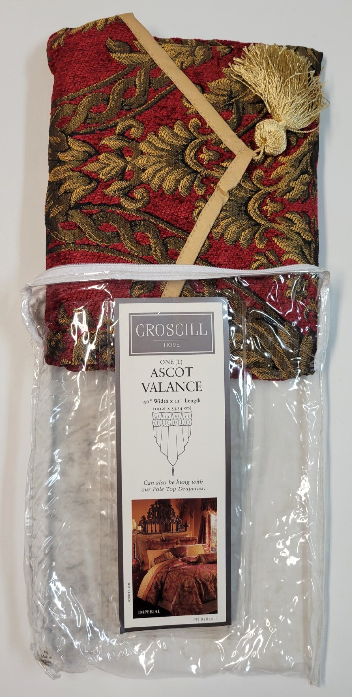 Croscill Imperial ( 1 ) Ascot Valance 40×21 Red w/ Gold Tassel PLS READ Multi