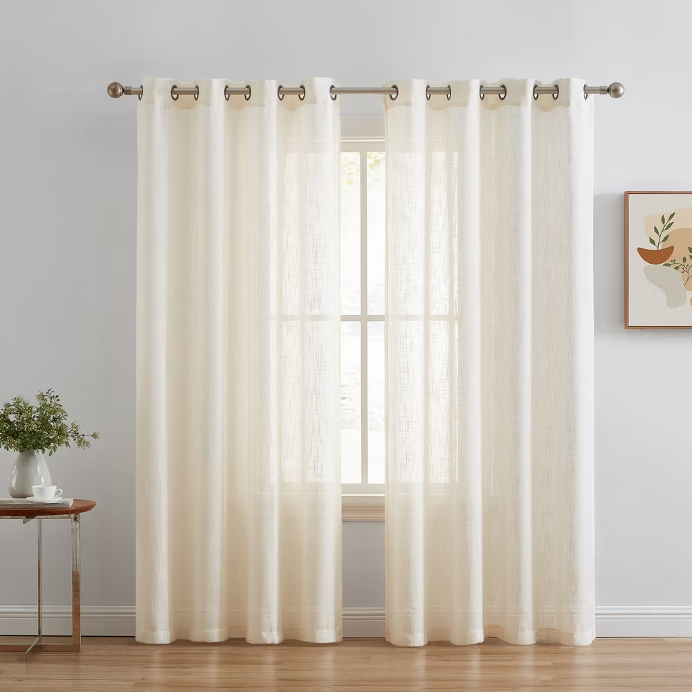 HLC.ME Abbey Faux Linen Textured Semi Sheer Privacy Light Filtering