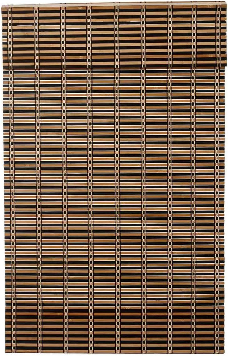 Cordless Bamboo Roman Shades, Light Filtering Window Blinds, 60×64, Brown/Tan