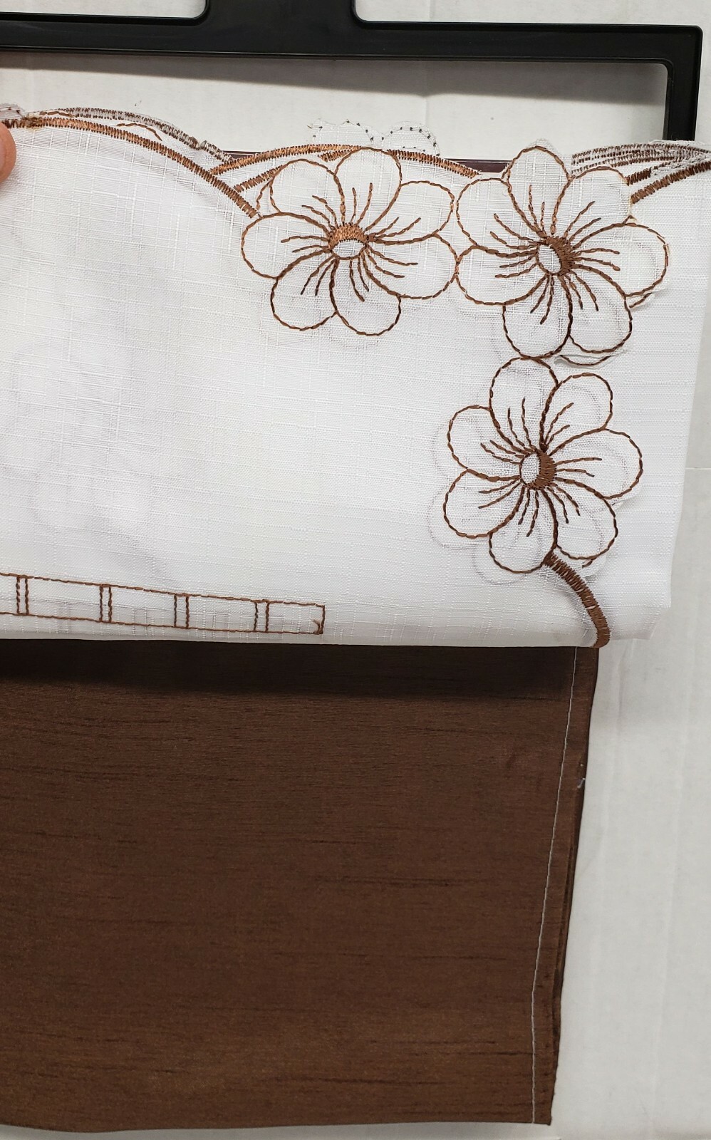 3pc. Embroidered Curtains Set: 2 Tiers & Swag (60″x36″) VIVIVD COFFEE CUP, OG,RT