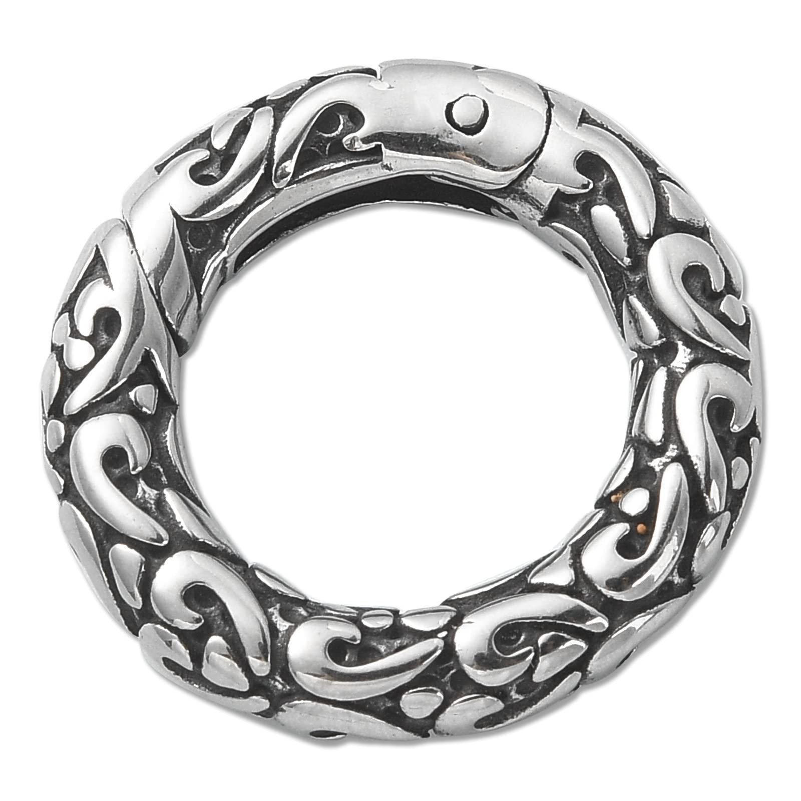 Stiesy 1 Piece 316 Surgical Stainless Steel Textured Spring Gate Rings Antiqu…